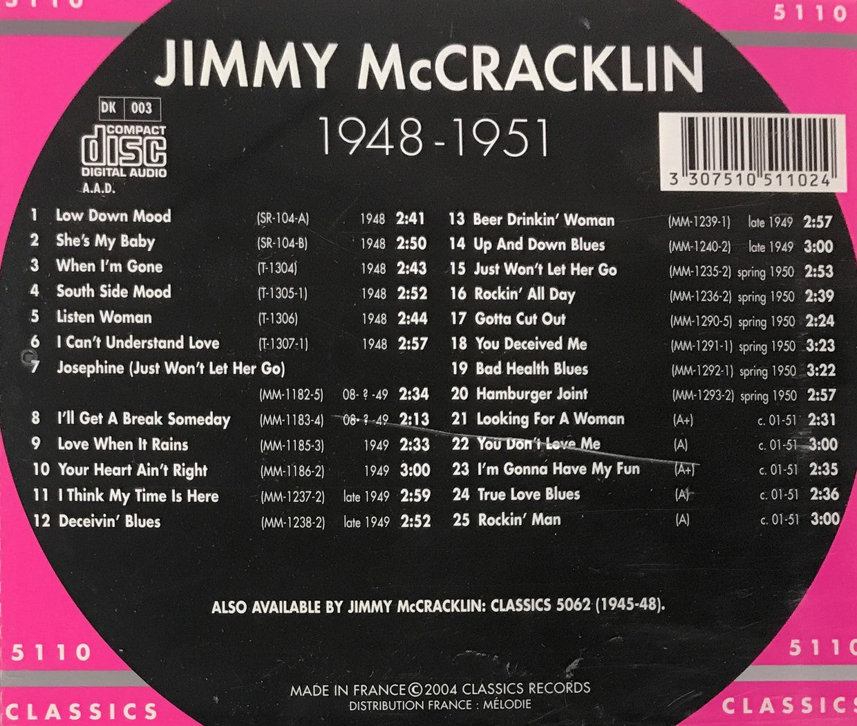 CD - Jimmy McCracklin - 1948 - 1951 The chronological classics