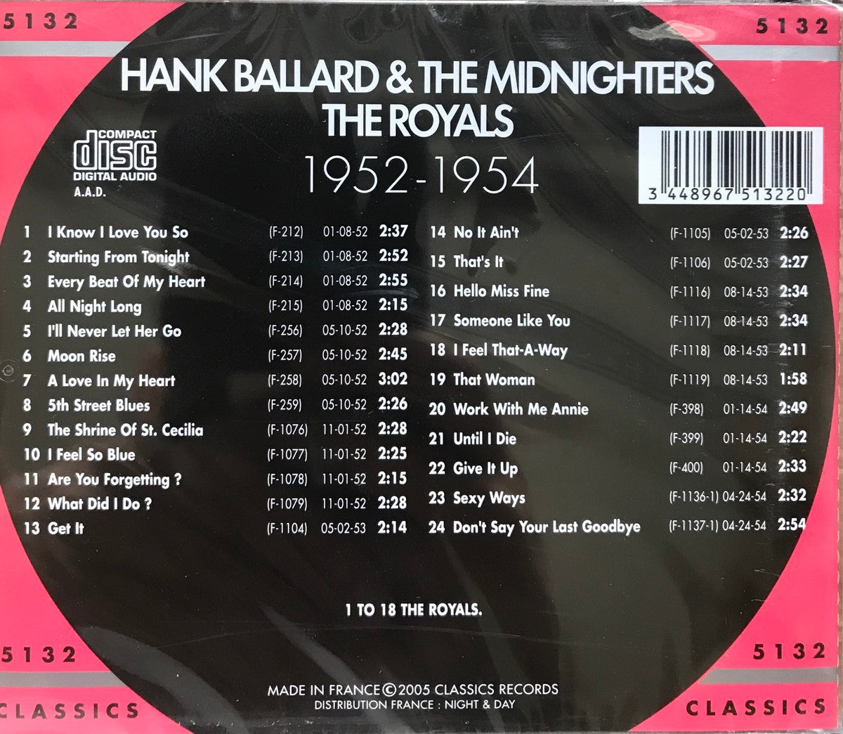 CD - Hank Ballard - Classics 1952-1954 The Chronological Classics