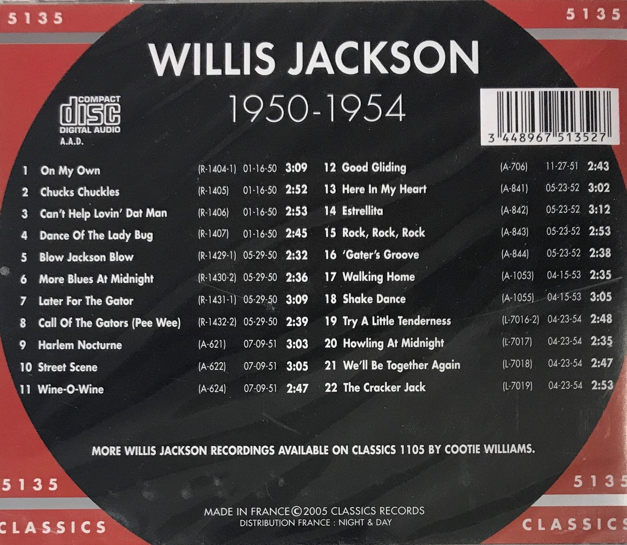 CD - Willis Jackson - 1950 - 1954 The chronological classics