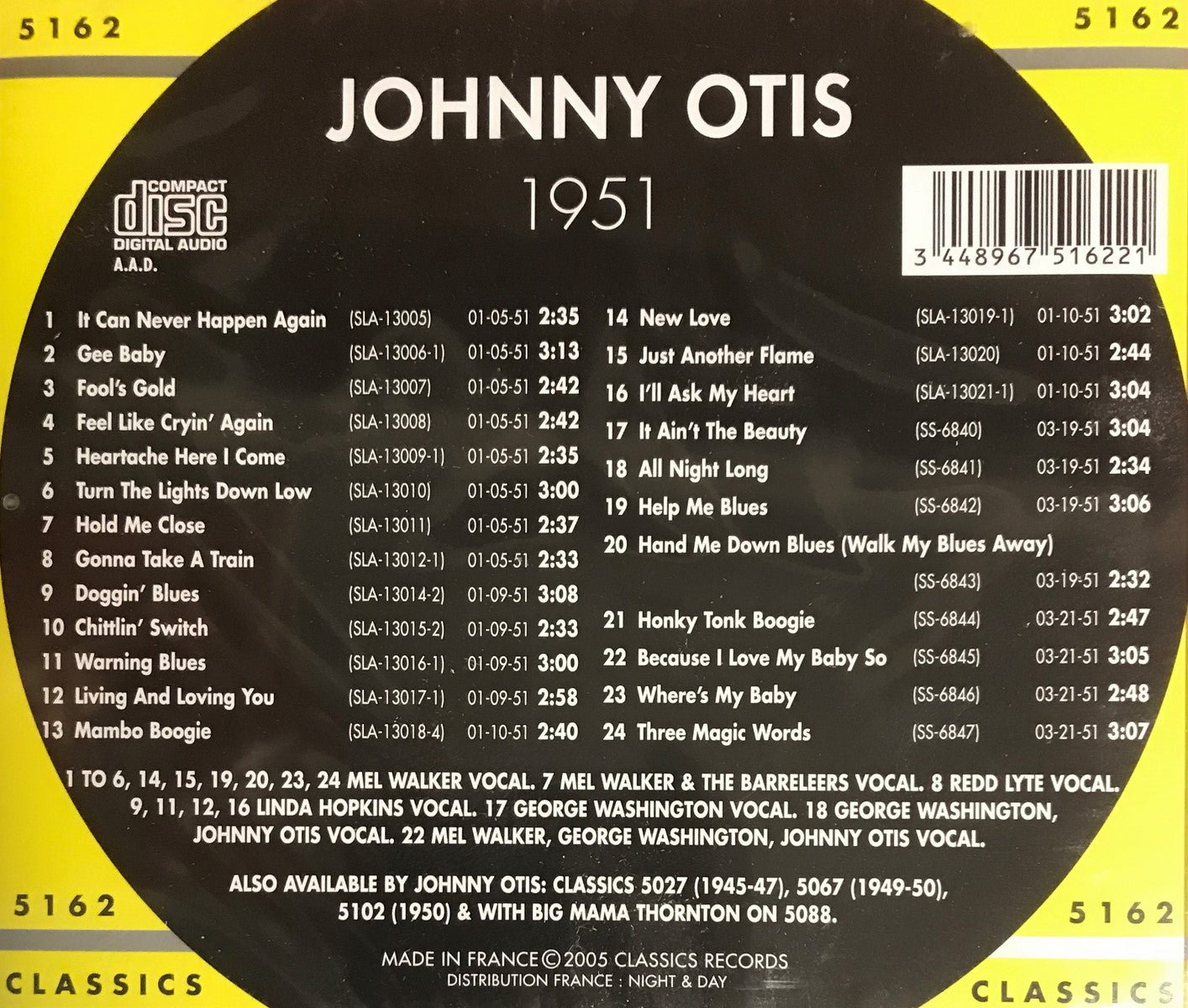 CD - Johnny Otis - 951 The chronological classics