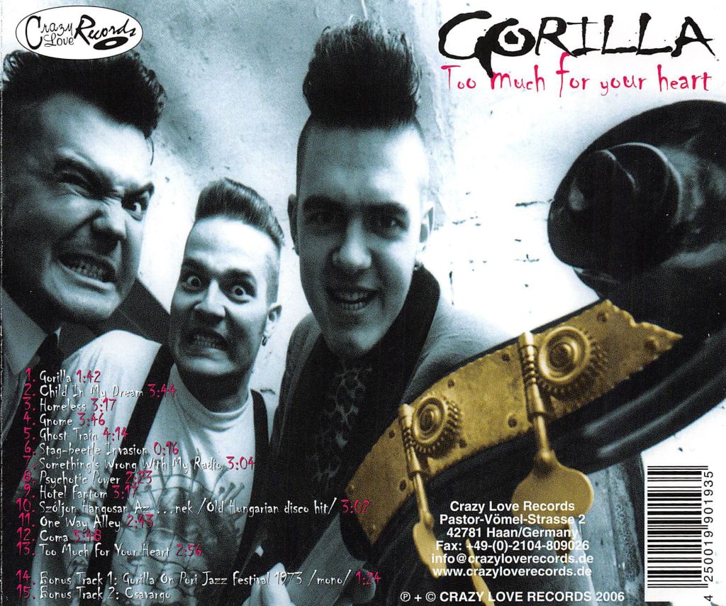 CD - Gorilla - Too Much For Your Heart