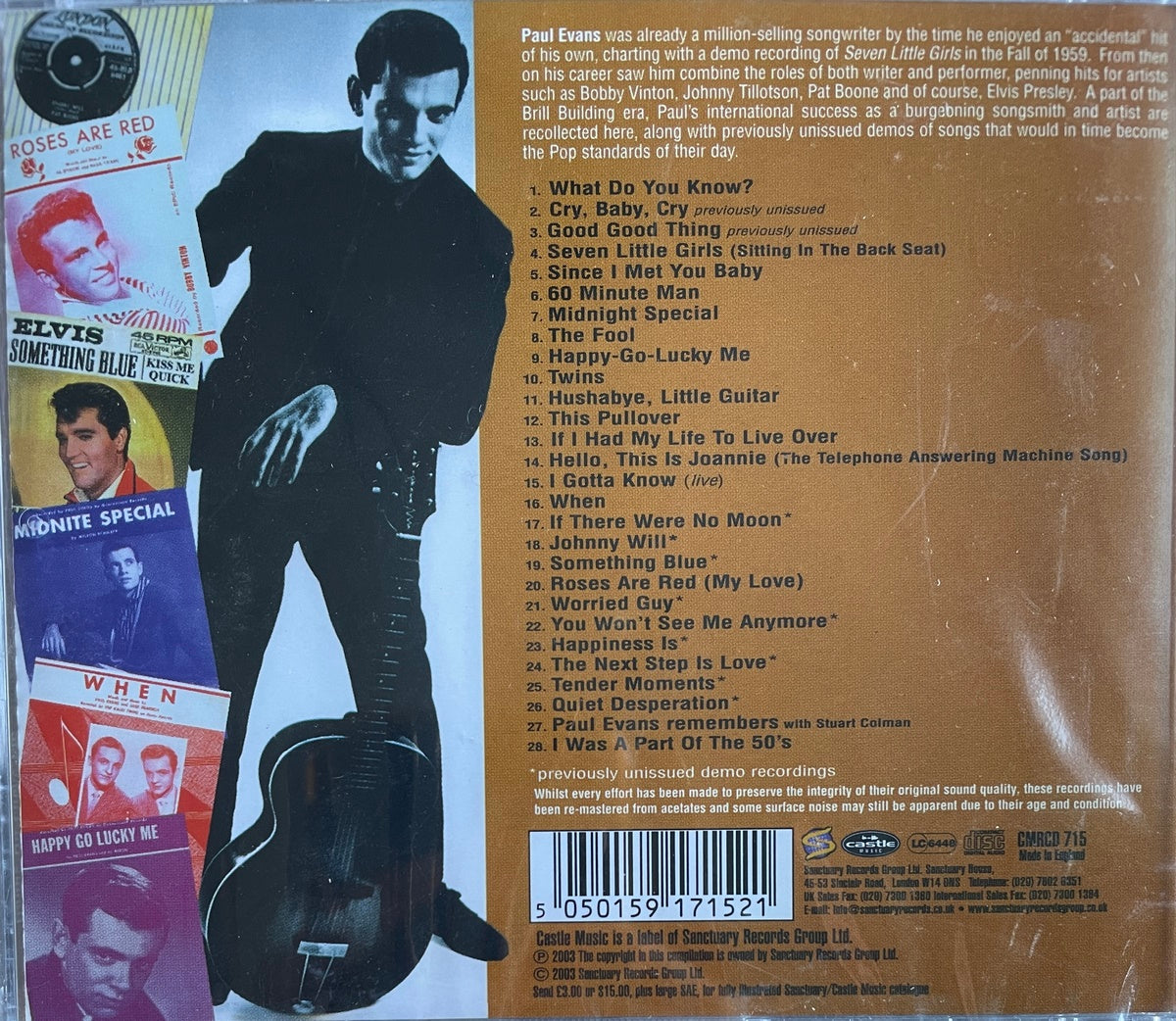 CD - Paul Evans Songbook - Happy Go Lucky Me