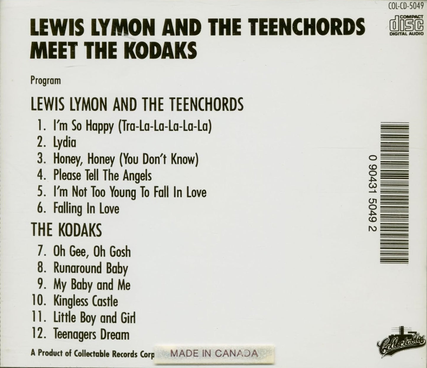 CD - Lewis Lymon & The Teenchords - Meet The Kodaks