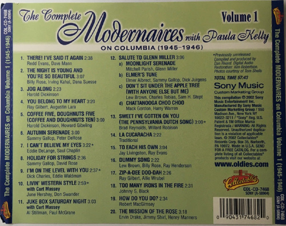 CD - Modernaires - Complete Modernaires With Paula Kelly On Columbia (1945-1946), Vol. 1