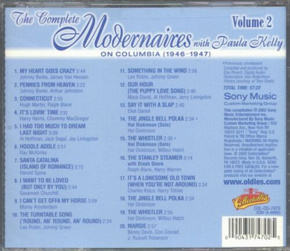 CD - Modernaires - Complete Modernaires With Paula Kelly On Columbia (1946-1947), Vol. 2