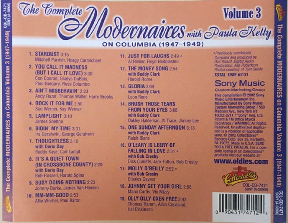 CD - Modernaires - Complete Modernaires With Paula Kelly On Columbia (1947-1949), Vol. 3