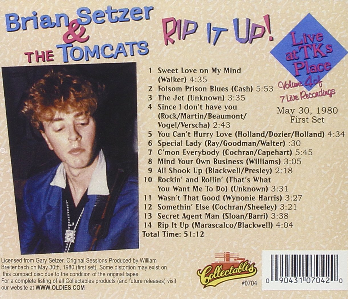 CD - Brian Setzer & The Tomcats - Early Live Recordings - Rip It Up - Vol. 4