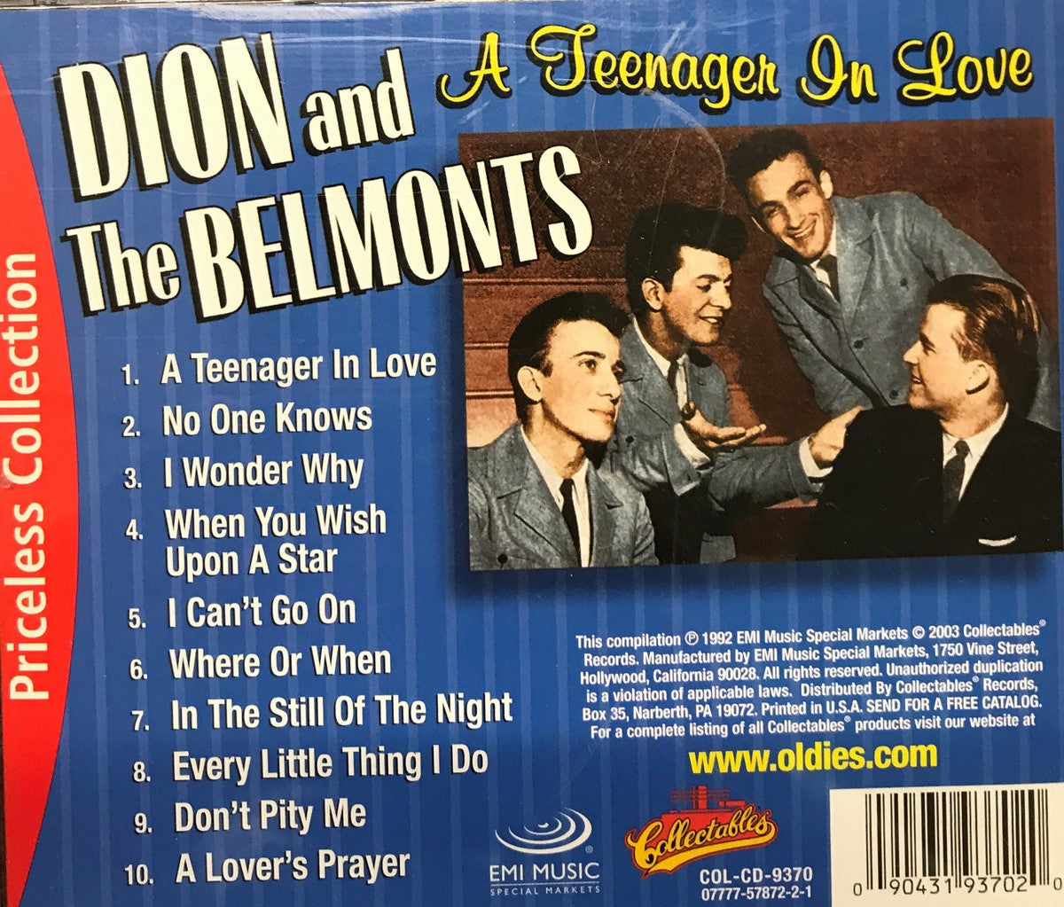 CD - Dion & The Belmonts - The Best Of Dion & The Belmonts - A Teenager In Love