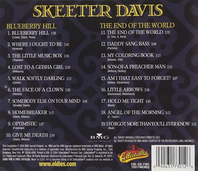 CD - Skeeter Davis - 19 Classic Tracks