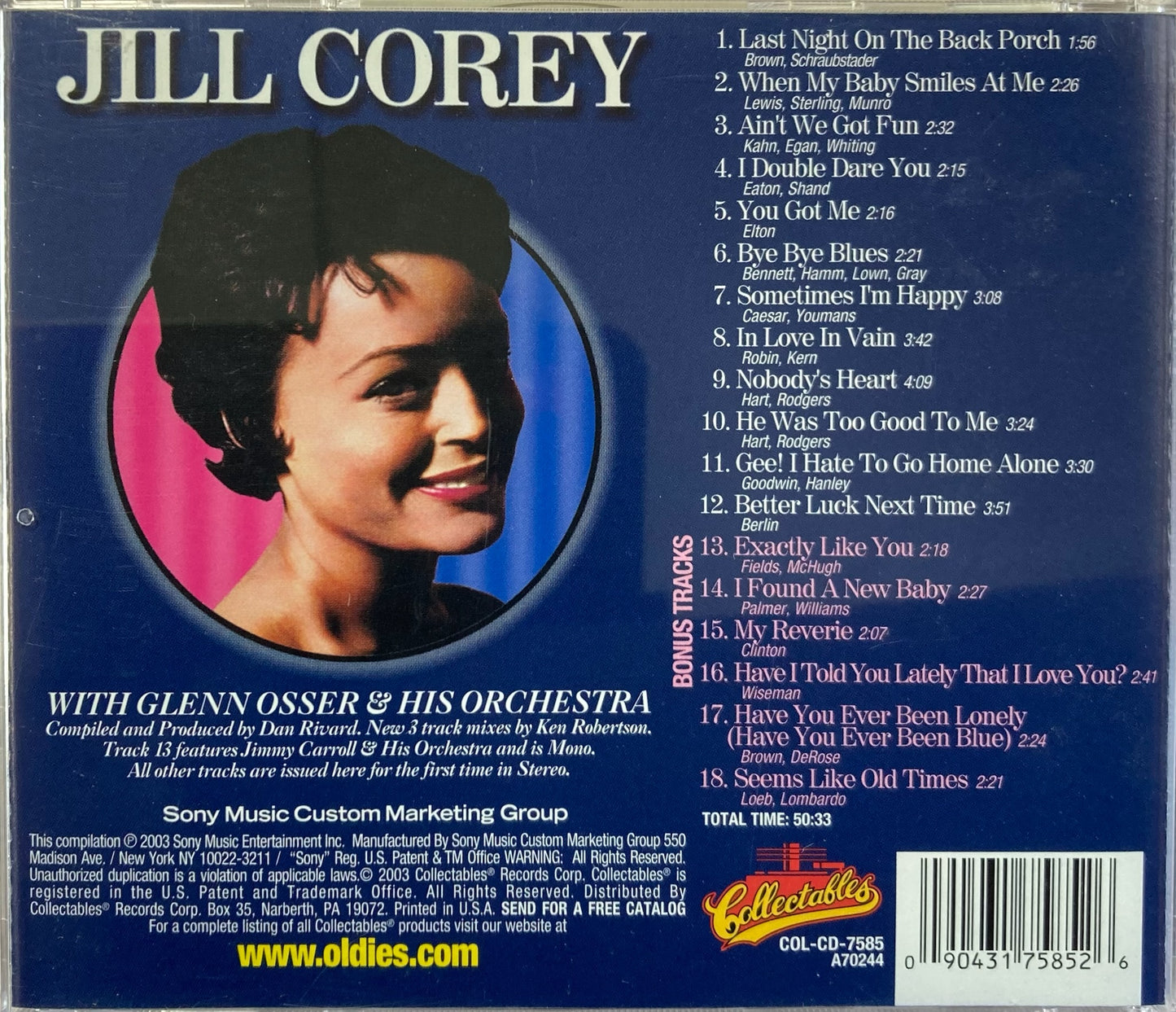 CD - Jill Corey - Sometimes I'm Happy… Sometimes I'm Blue.