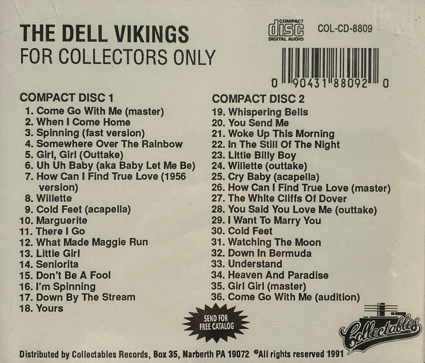 CD-2 - Dell Vikings - For Collectors Only