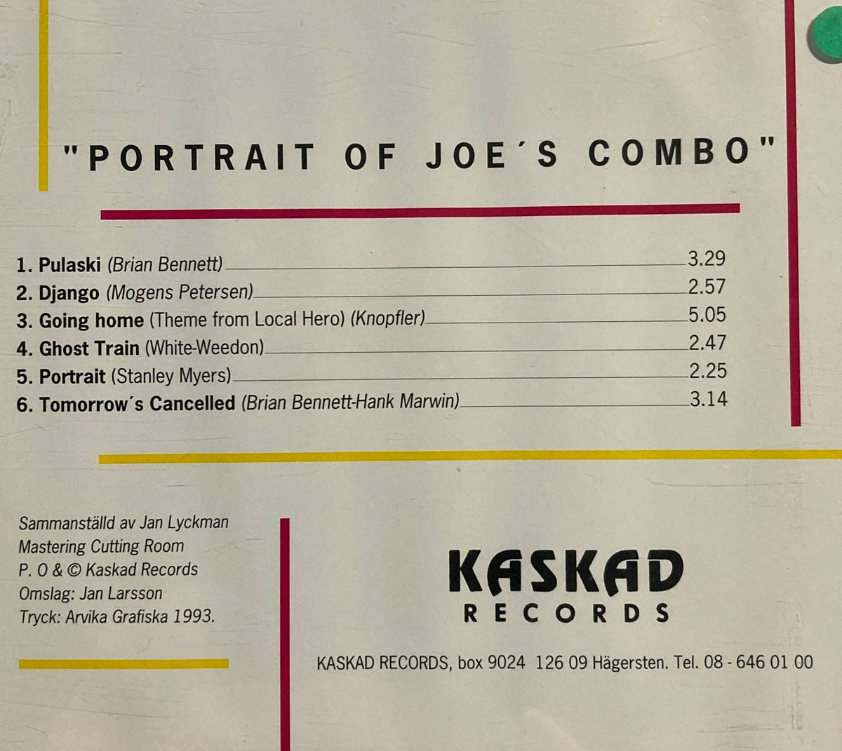 CD - Joe's Combo - Portrait Of Joe's Combo