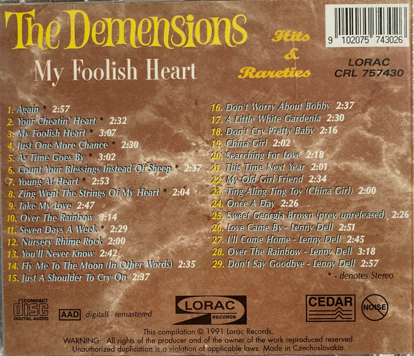 CD - Demensions - My Foolish Heart