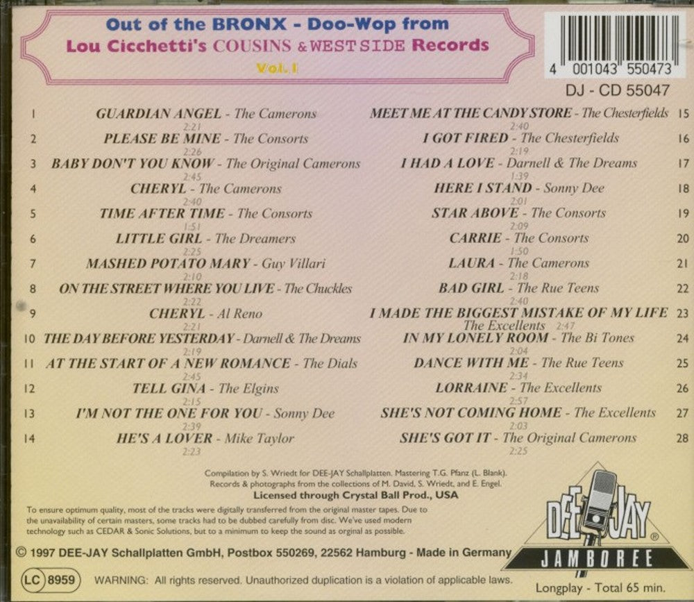 CD - VA - Out of the Bronx - Doo-Wop from Cousin Records Vol. 1