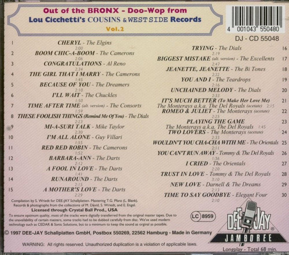 CD - VA - Out of the Bronx - Doo-Wop from Cousin Records Vol. 2