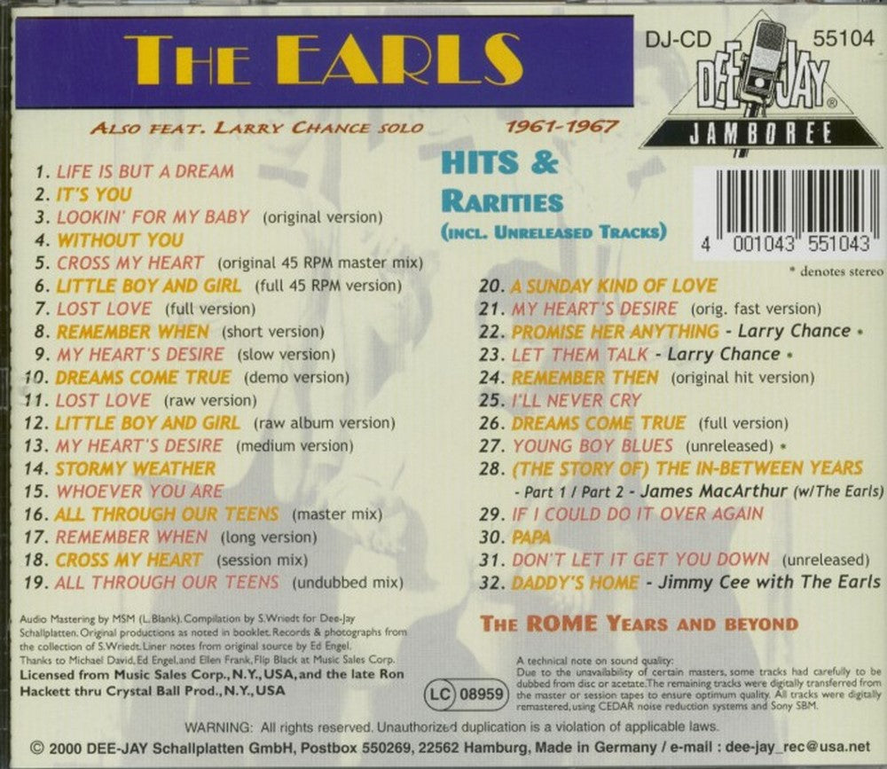 CD - Earls - Hits And Rarities