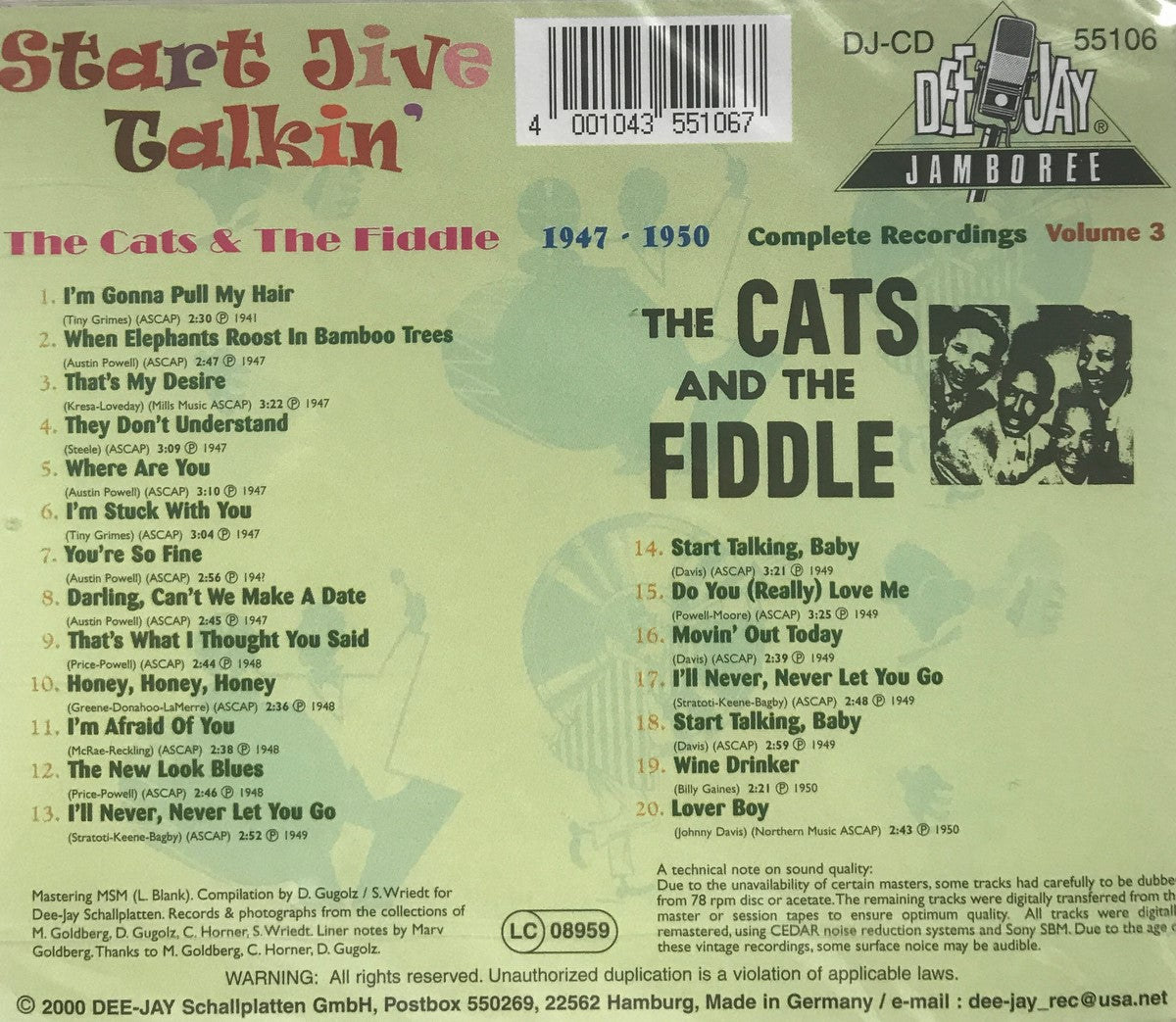 CD - Cats and the Fiddle Start Jive Talkin 1947-50