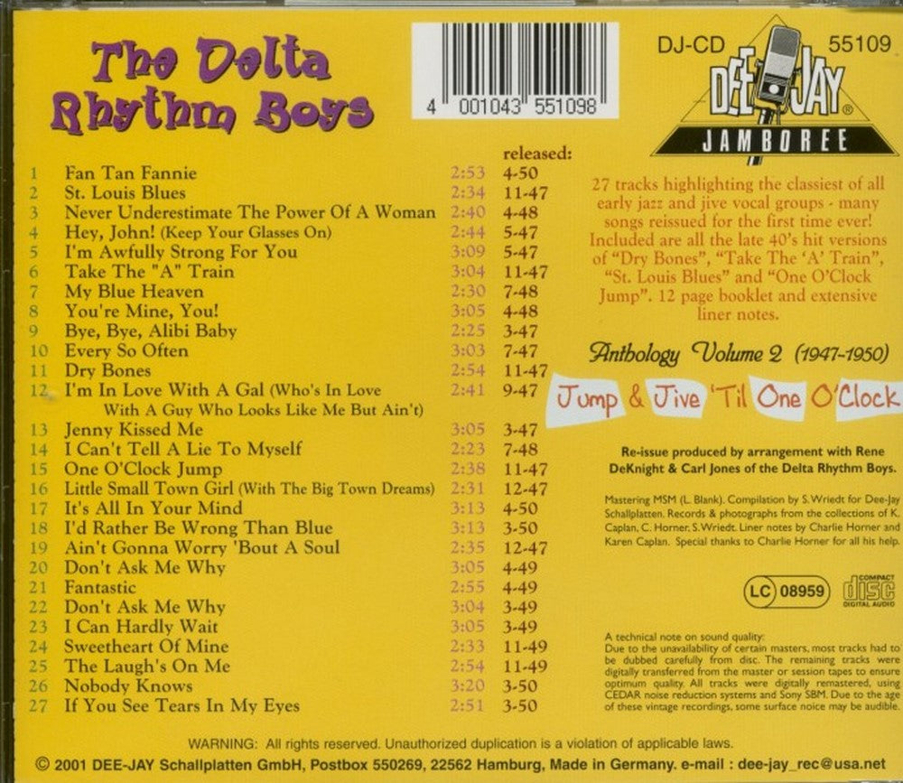 CD - Delta Rhythm Boys - Jump & Jive Till One O'clock 1946-47