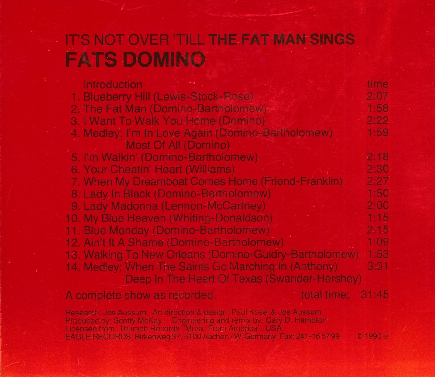 CD - Fats Domino - Its Not Over Till The Fat Man Sings