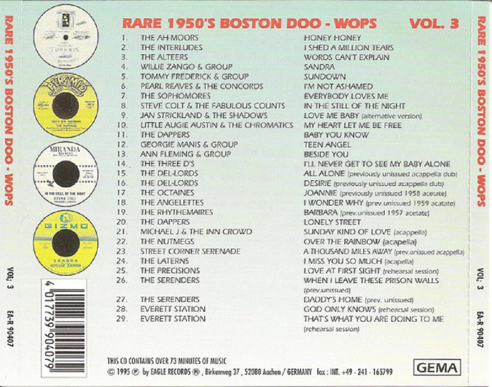 CD - VA - Rare 1950s Boston Doo Wops Vol. 3