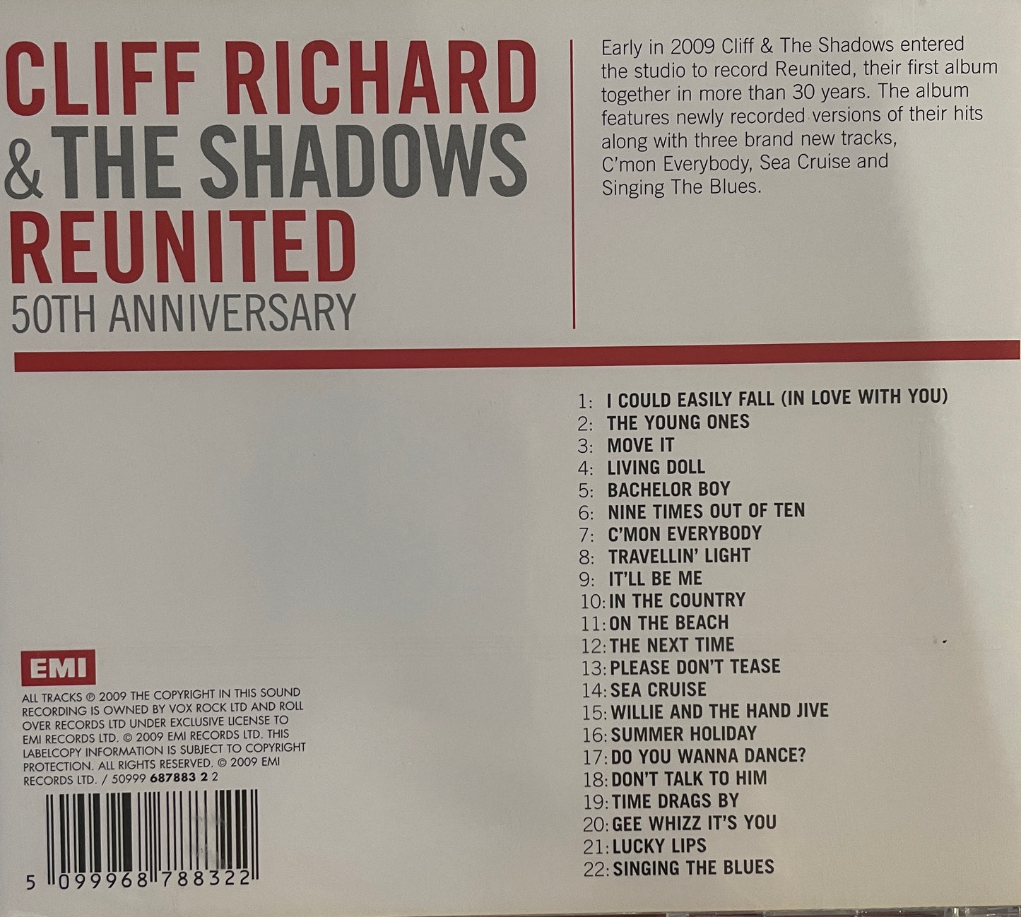 CD - Cliff Richard & The Shadows - Reunited-50th Anniversary Album