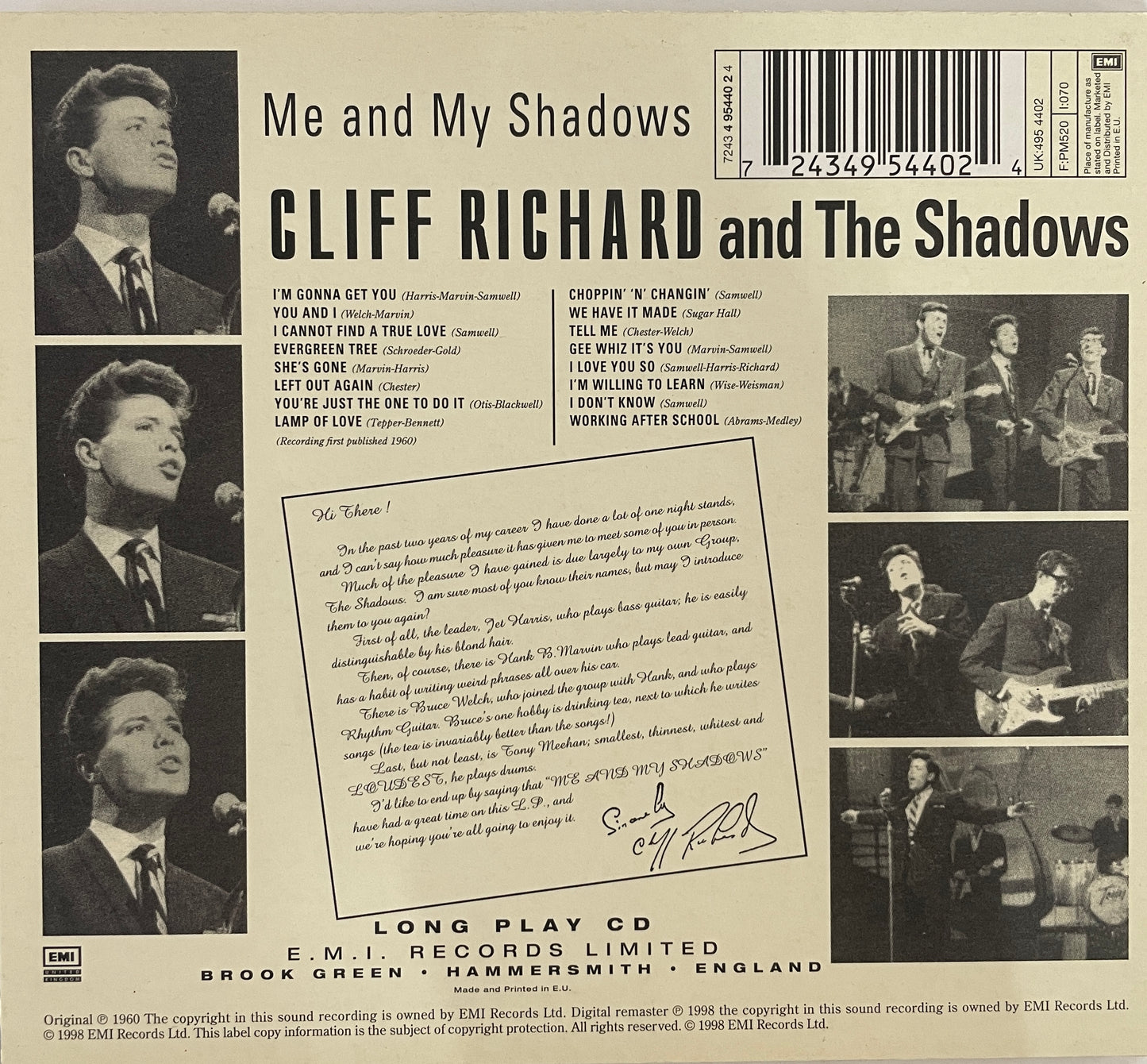 CD - Cliff Richard And The Shadows - Me And My Shadows