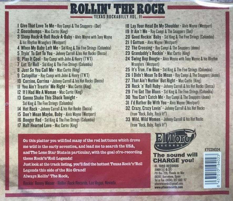 CD - VA - Rollin The Rock - Texas Rockabilly Vol. 2