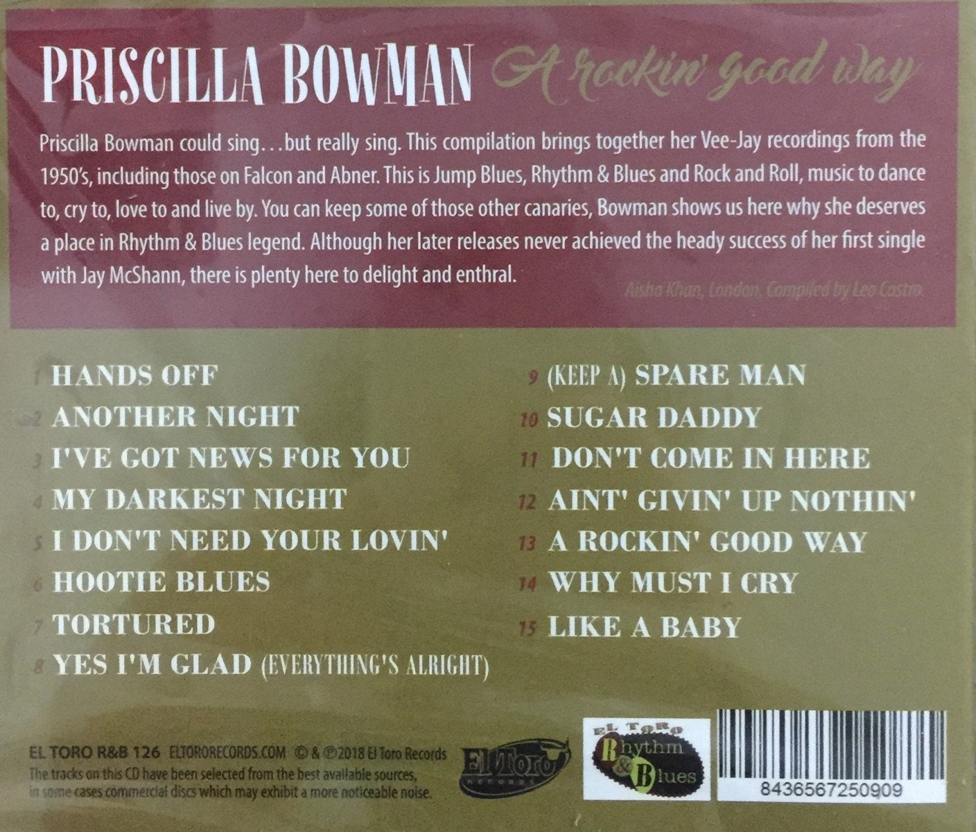 CD - Priscilla Bowman - A Rockin' Good Way