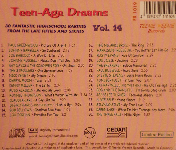 CD - VA - Teenage Dreams Vol. 14