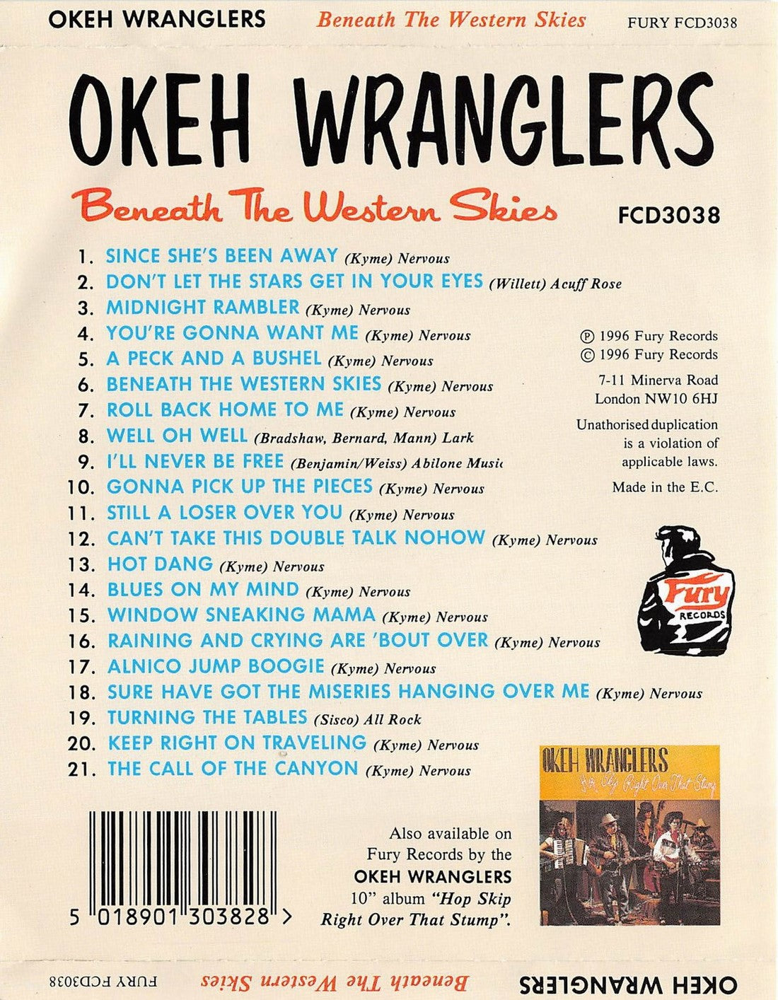 CD - Okeh Wranglers - Beneath The Western Skies