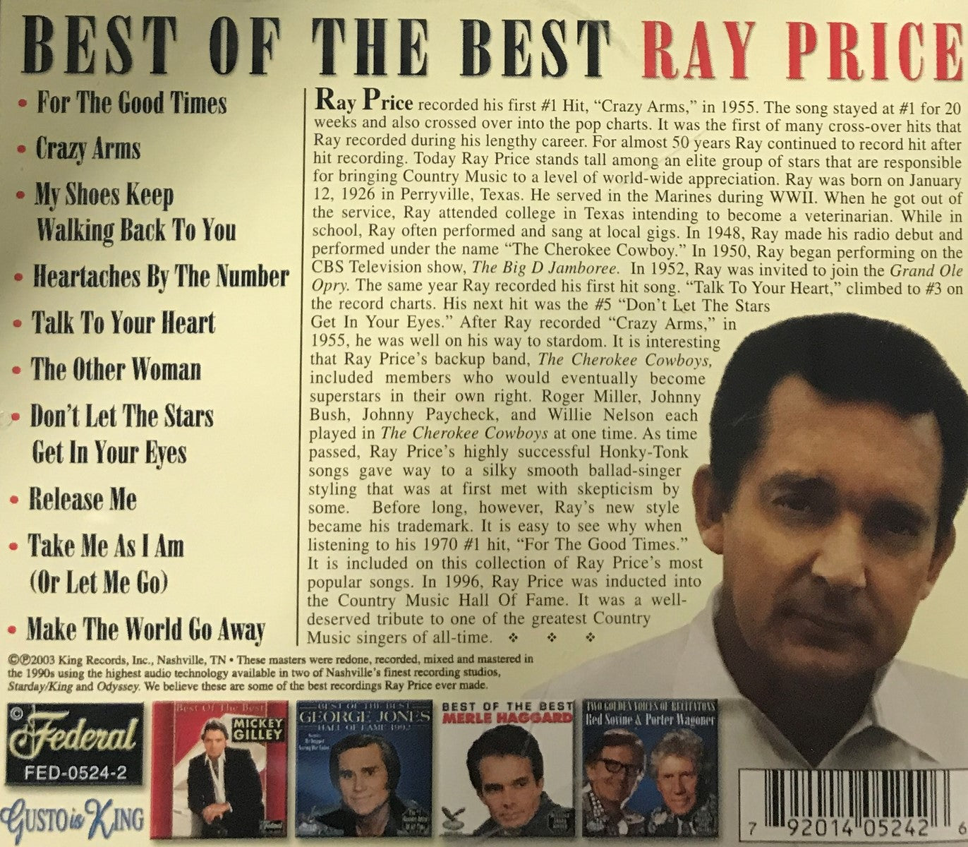 CD - Ray Price - Best Of The Best Ray Price