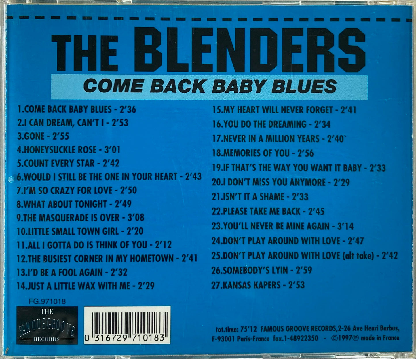 CD - Blenders - Come Back Baby Blues