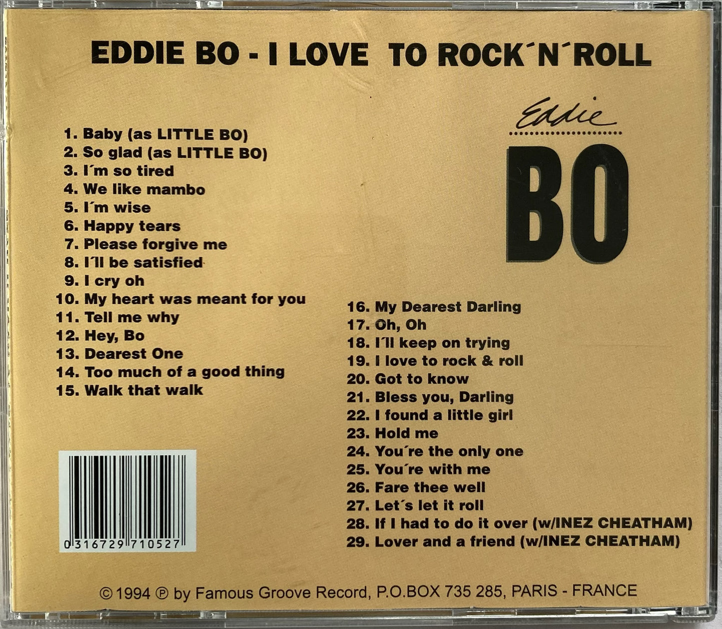 CD - Eddie Bo - I Love To Rock'n'Roll