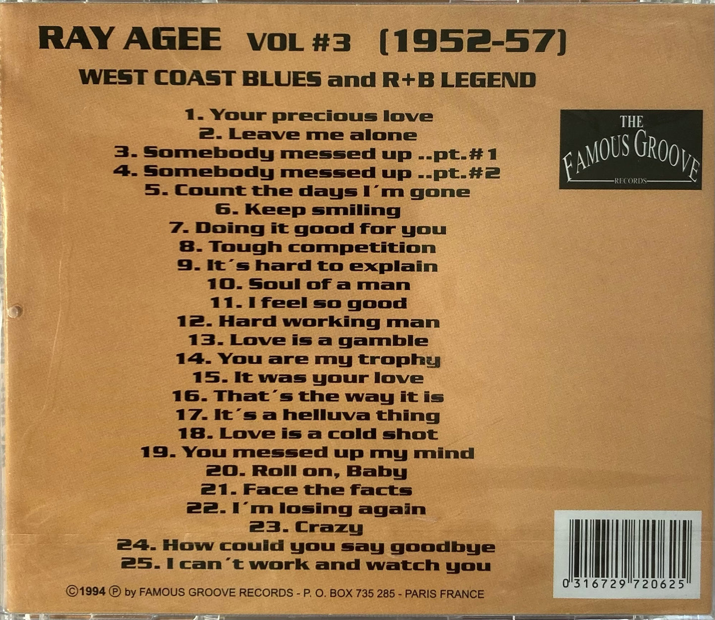 CD - Ray Agee - West Coast Blues and R+B Legend Vol. 3