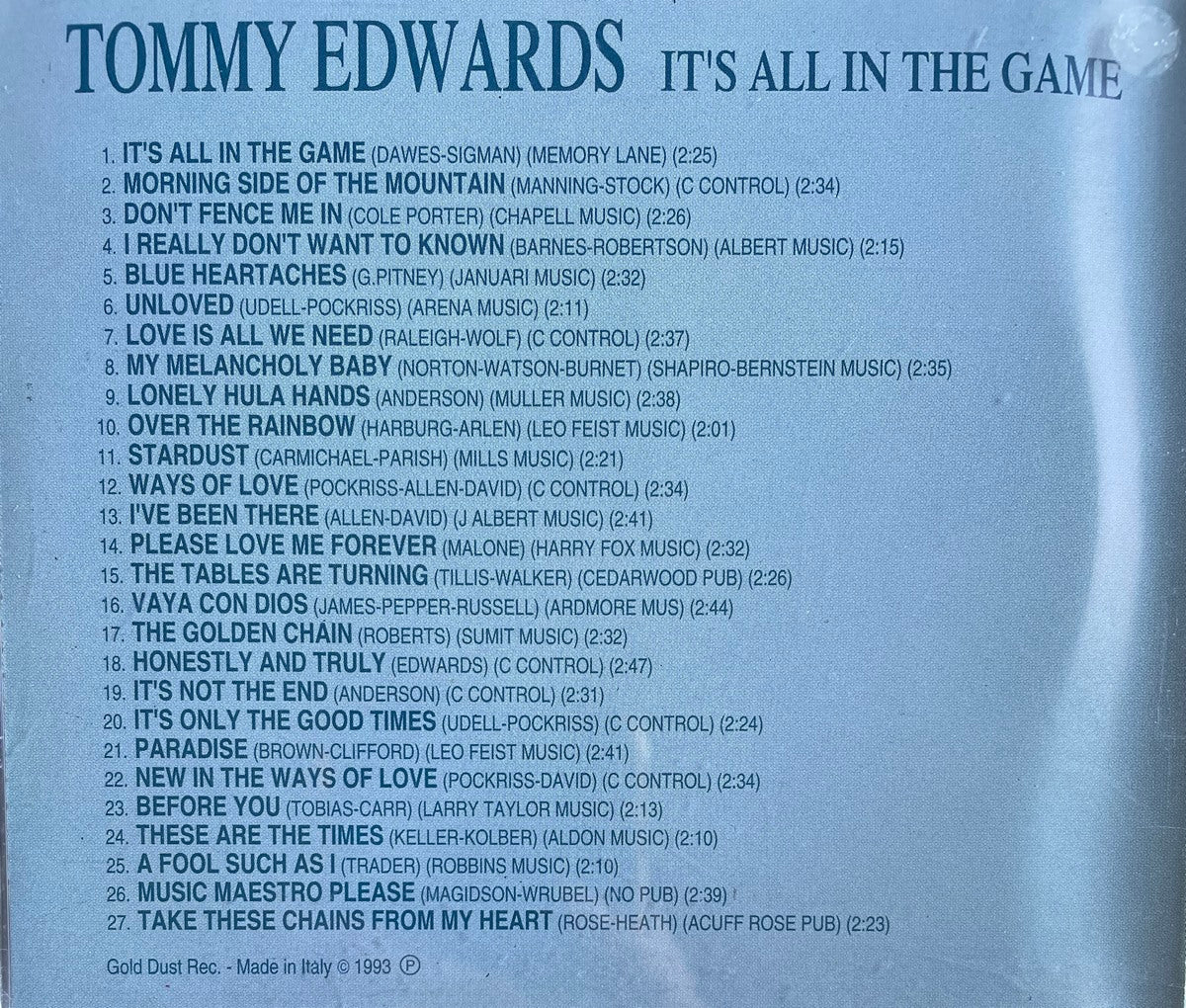 CD - Tommy Edwards - It's All In The Game