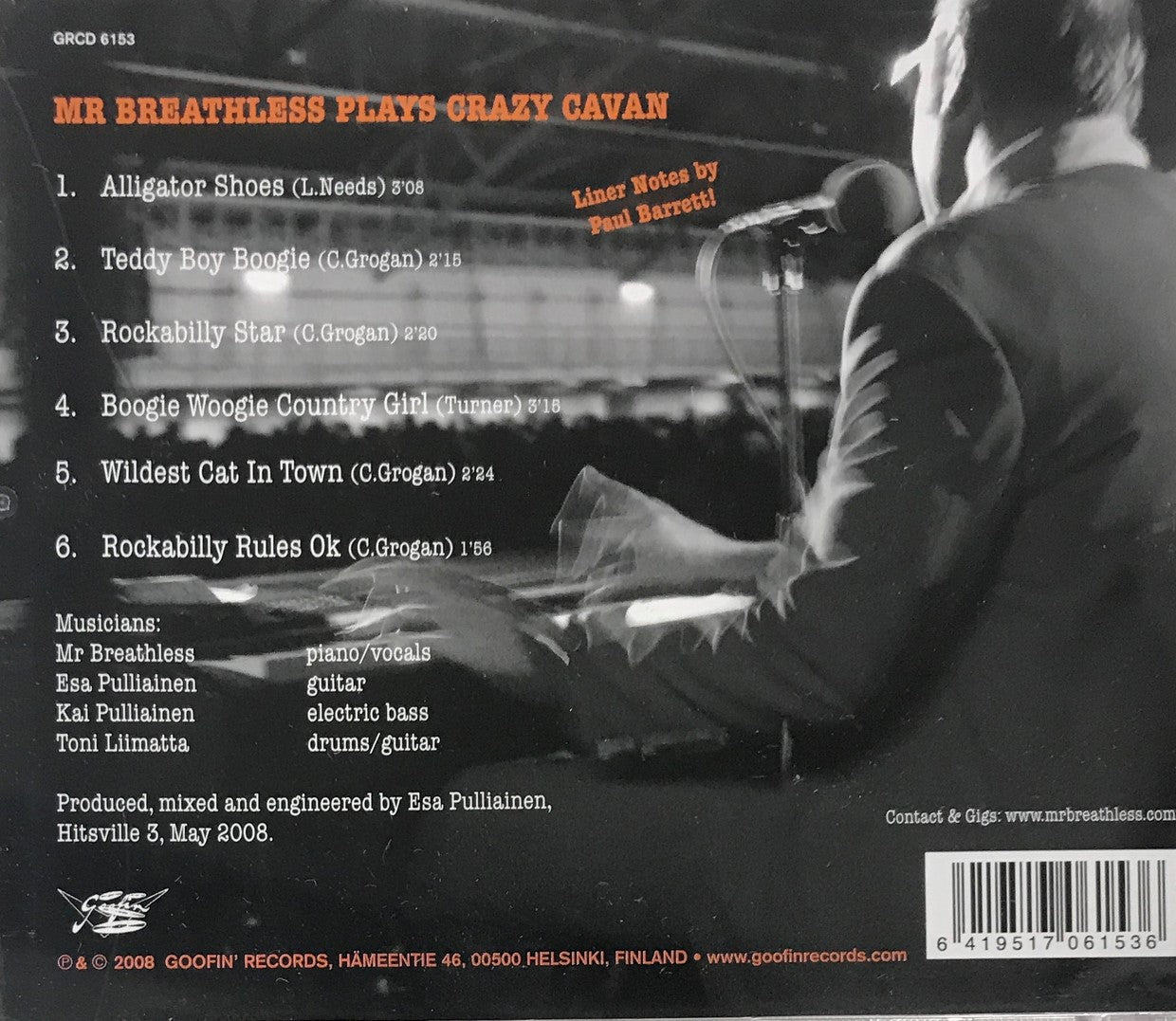 CD - Mr. Breathless - Plays Crazy Cavan