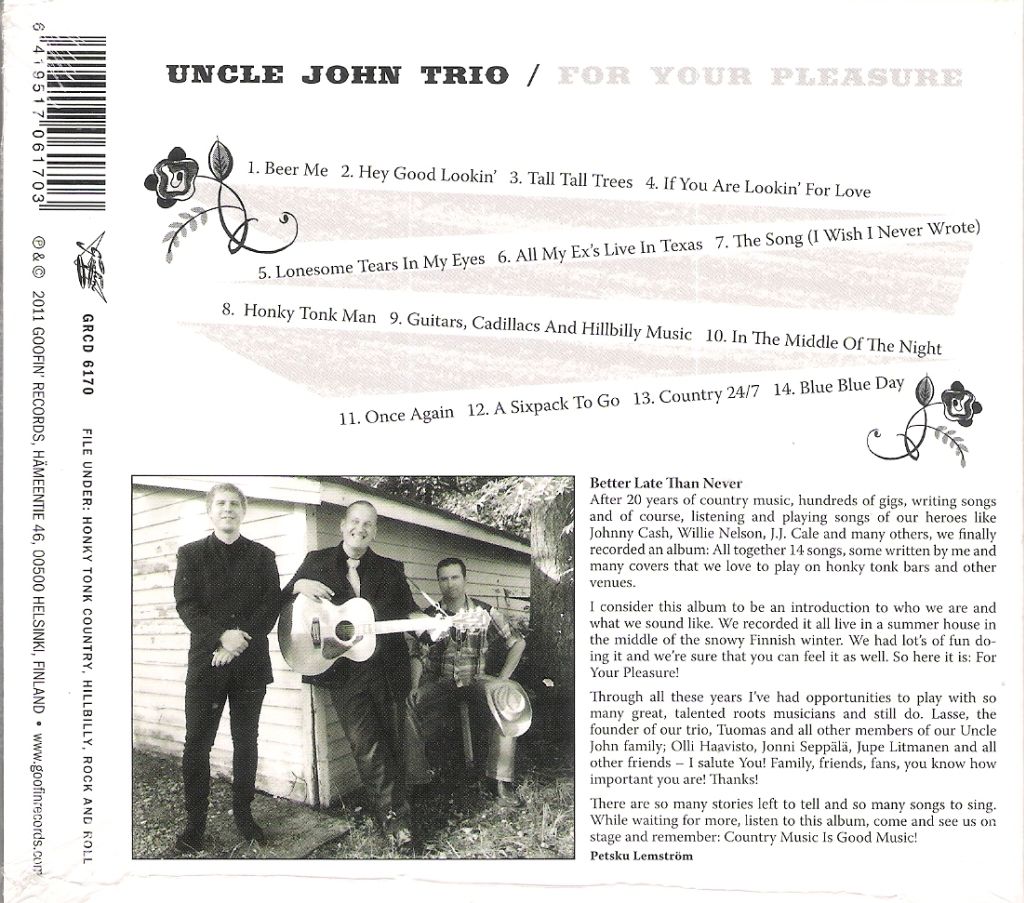 CD - Uncle John Trio - For Your Pleasure