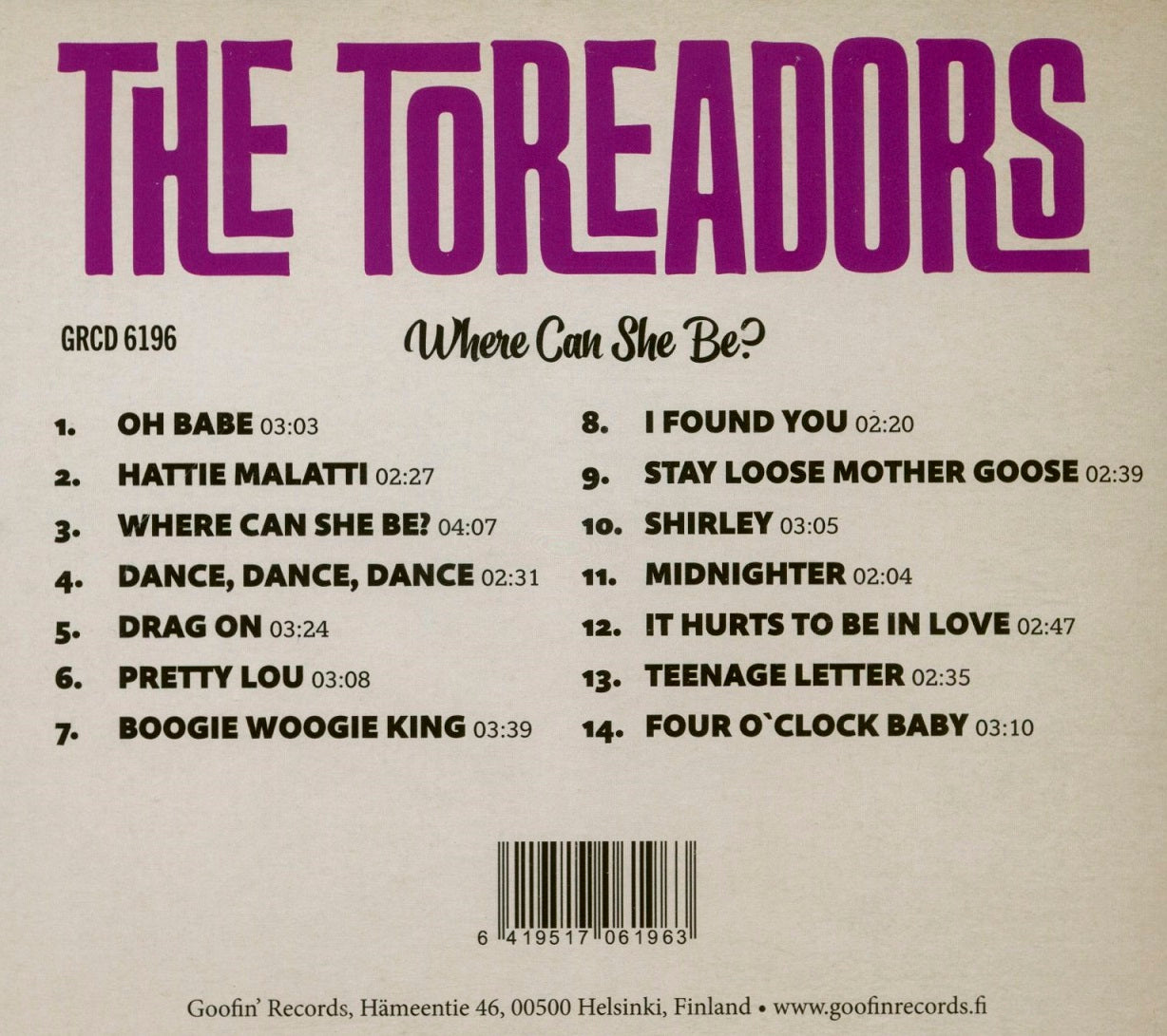 CD - Toreadors - Where Can She Be?