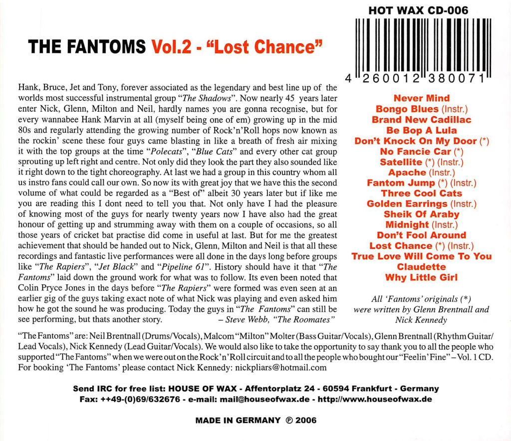 CD - Fantoms - Lost Chance - Vol. 2