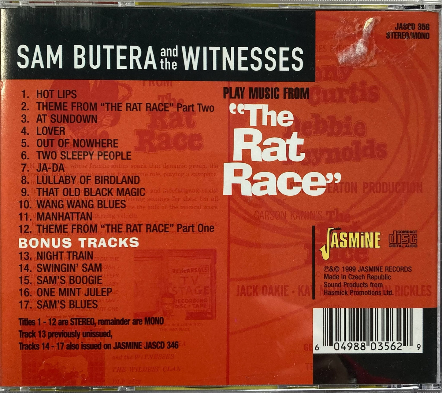 CD - Sam Butera And The Witnesses - Play Music From The Rat Race