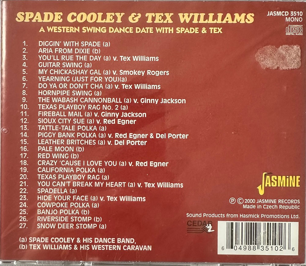 CD - Spade Cooley & Tex Williams - A Western Swing Dance Date With Spade & Tex