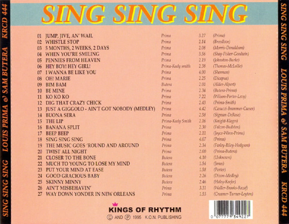 CD - Louis Prima & Sam Butera - Sing Sing Sing