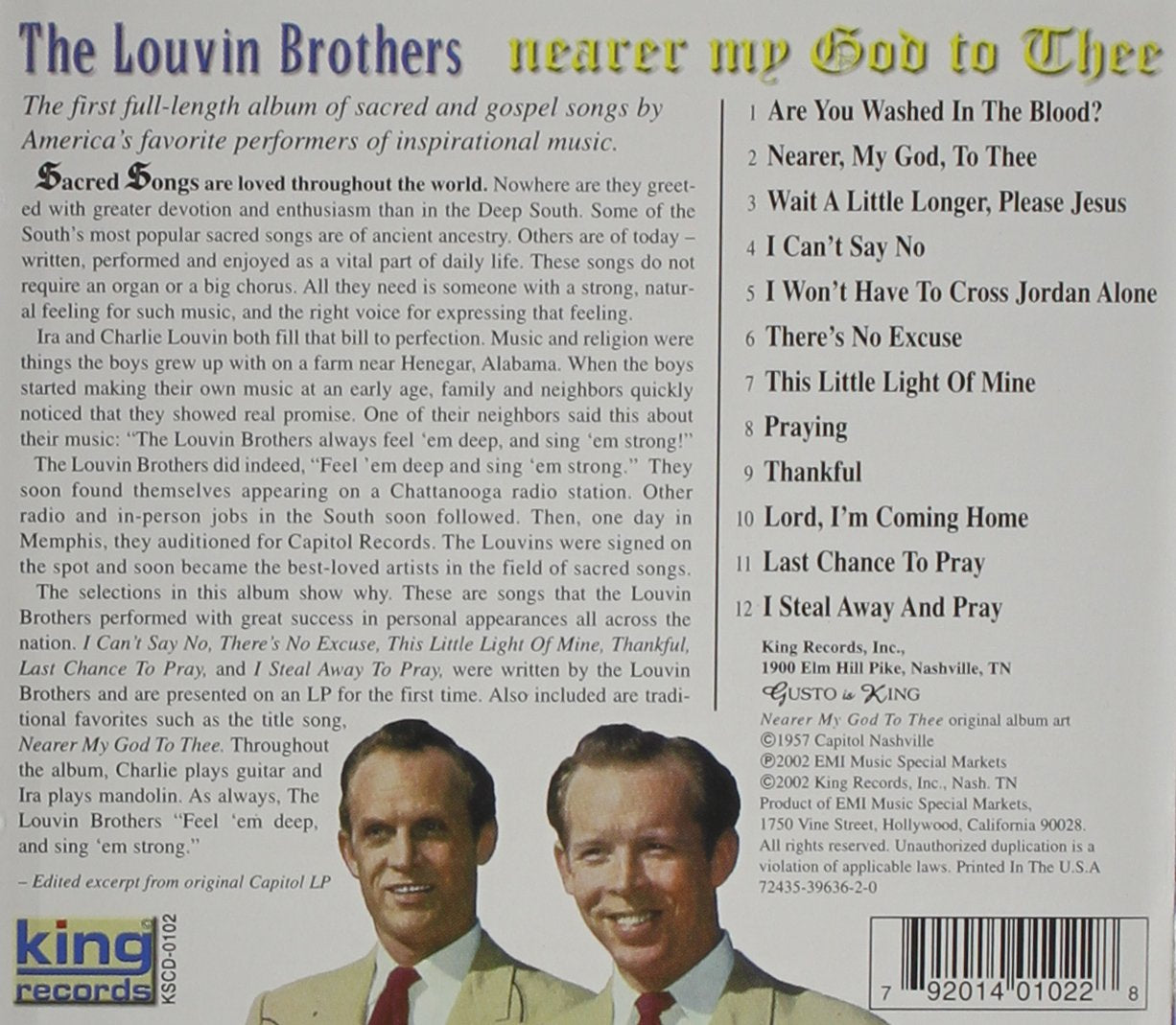 CD - Louvin Brothers - Nearer My God To Thee