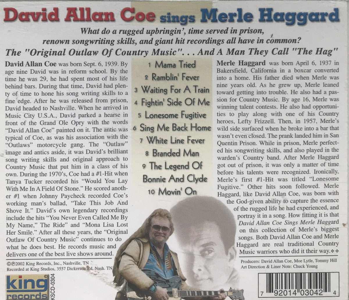 CD - David Allan Coe - Sings Merle Haggard