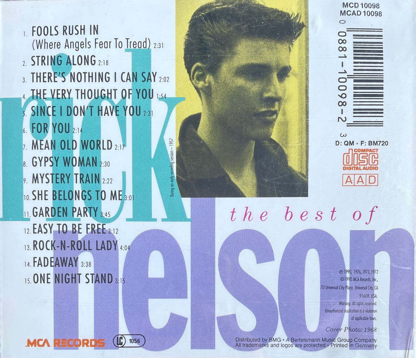 CD - Rick Nelson - The Best Of - 1963-1975