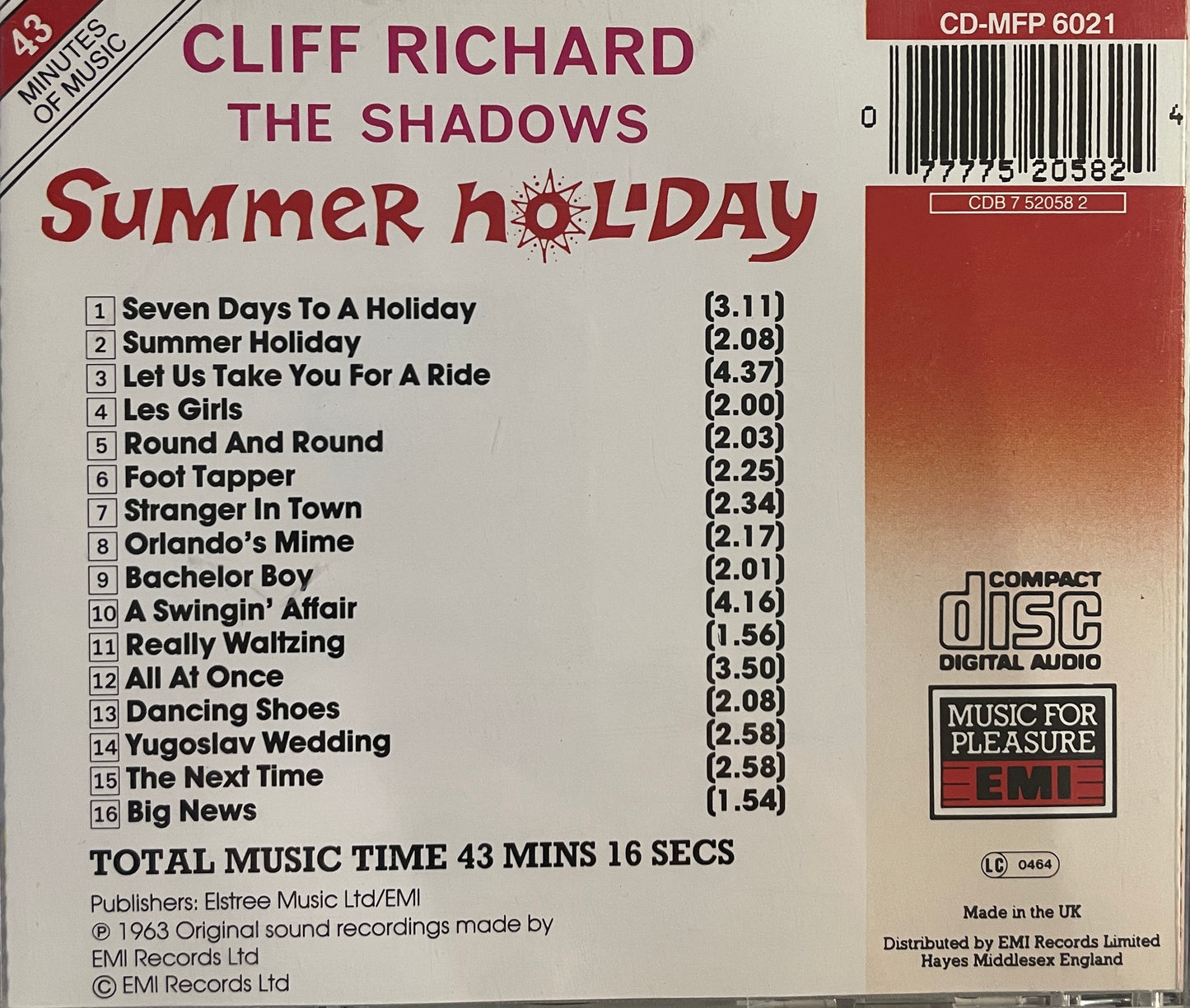 CD - Cliff Richard And The Shadows - Summer Holiday