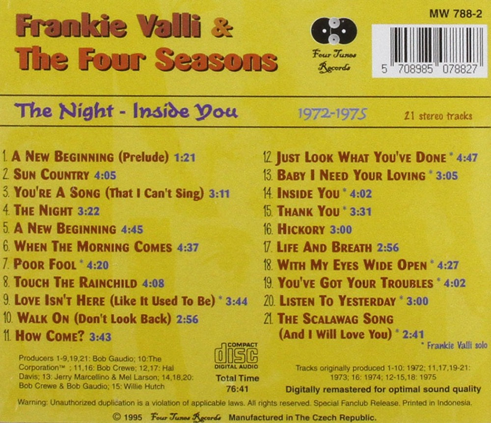 CD - Frankie Vallie & The Four Seasons - The Night-Inside You