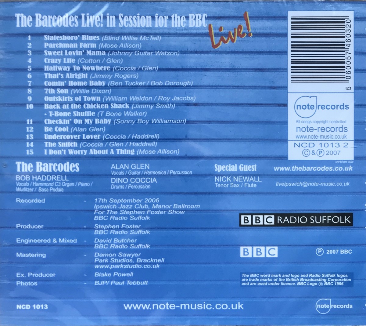 CD - Barcodes - Live In Session For The BBC