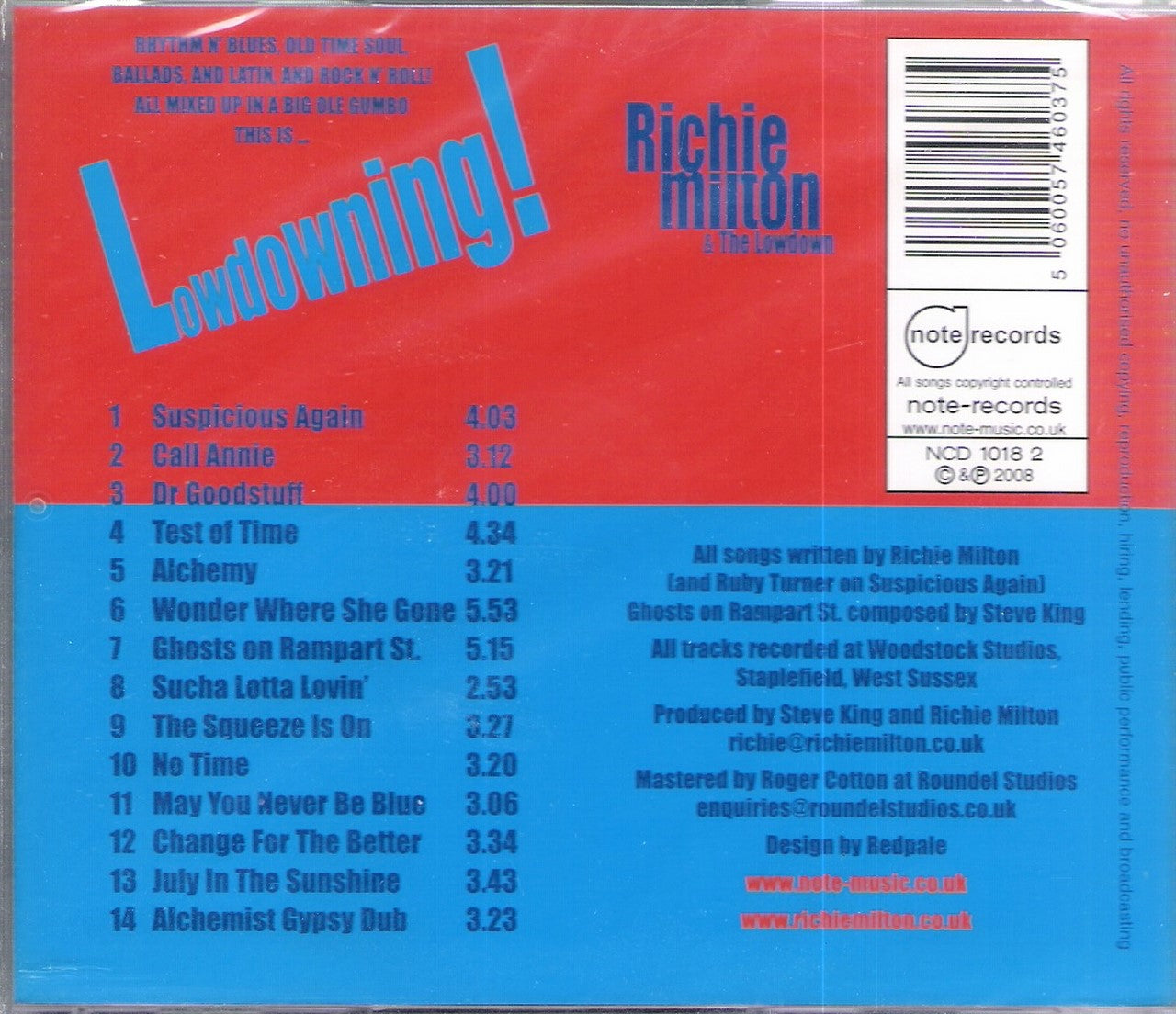 CD - Richie Milton & The Lowdown - Lowdowning