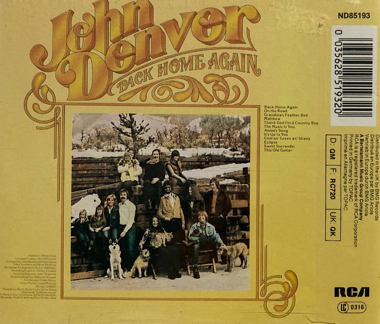 CD - John Denver - Back Home Again